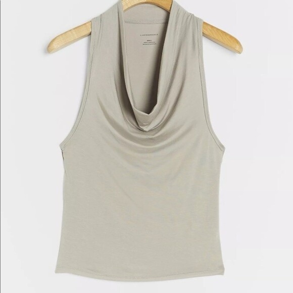 Anthropologie Delissa Grey Stretchy Sleeveless Cowl Neck Top - Picture 1 of 3